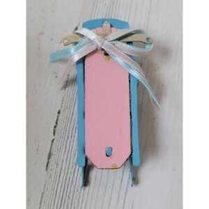Pink blue baby sled mini ornament Xmas decor